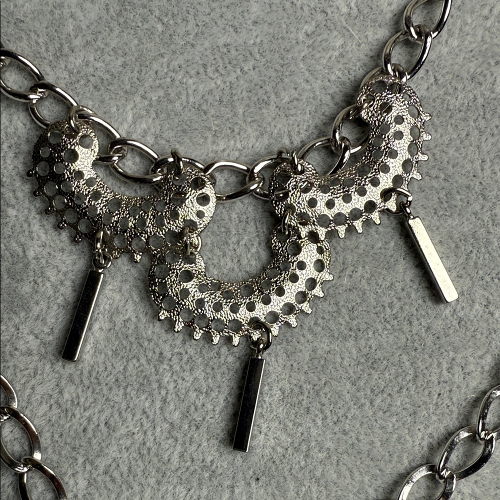 Pristine vintage double chain Elegant Silver (untested)  Chain Necklace MCM - Picture 3 of 12